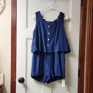 Cupshe Navy Sleeveless Romper - S